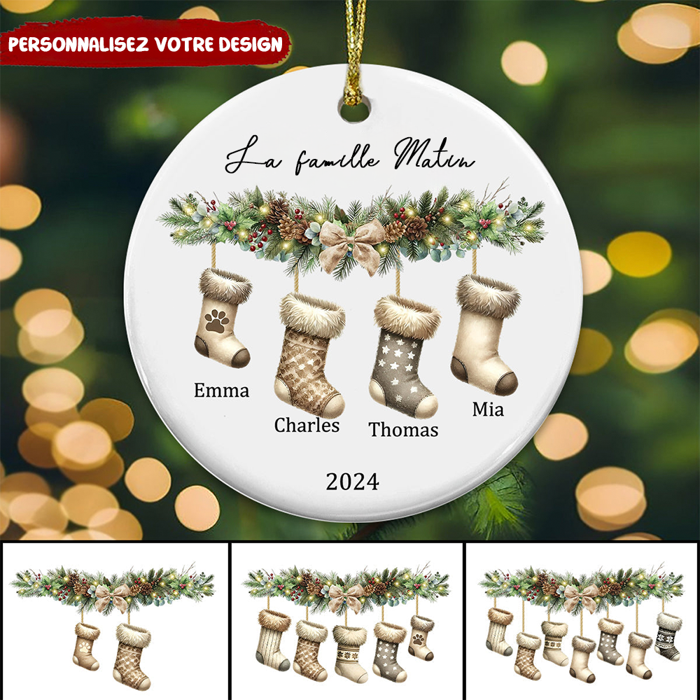 Personnalisé décoration de Noël en céramique avec des chaussettes